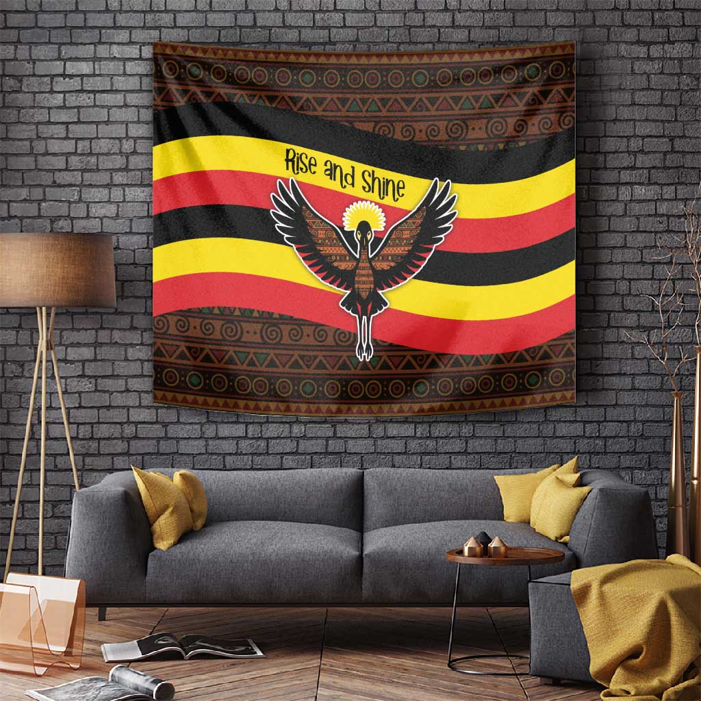 Uganda Tapestry - Crested Crane and Rise and Shine Tribal Pattern Design TS04