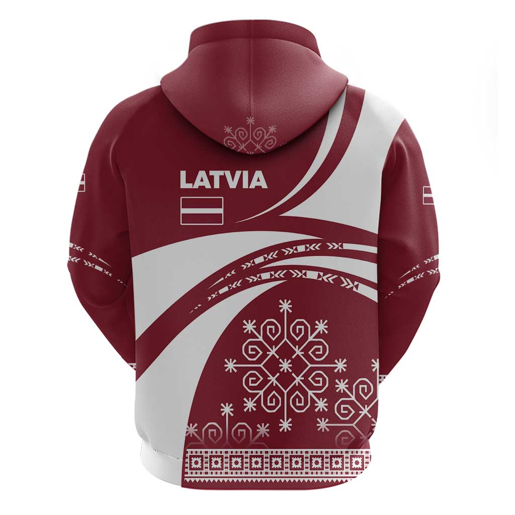 Latvia Hoodie with National Coat of Arms and Traditional Folk Patterns TS04