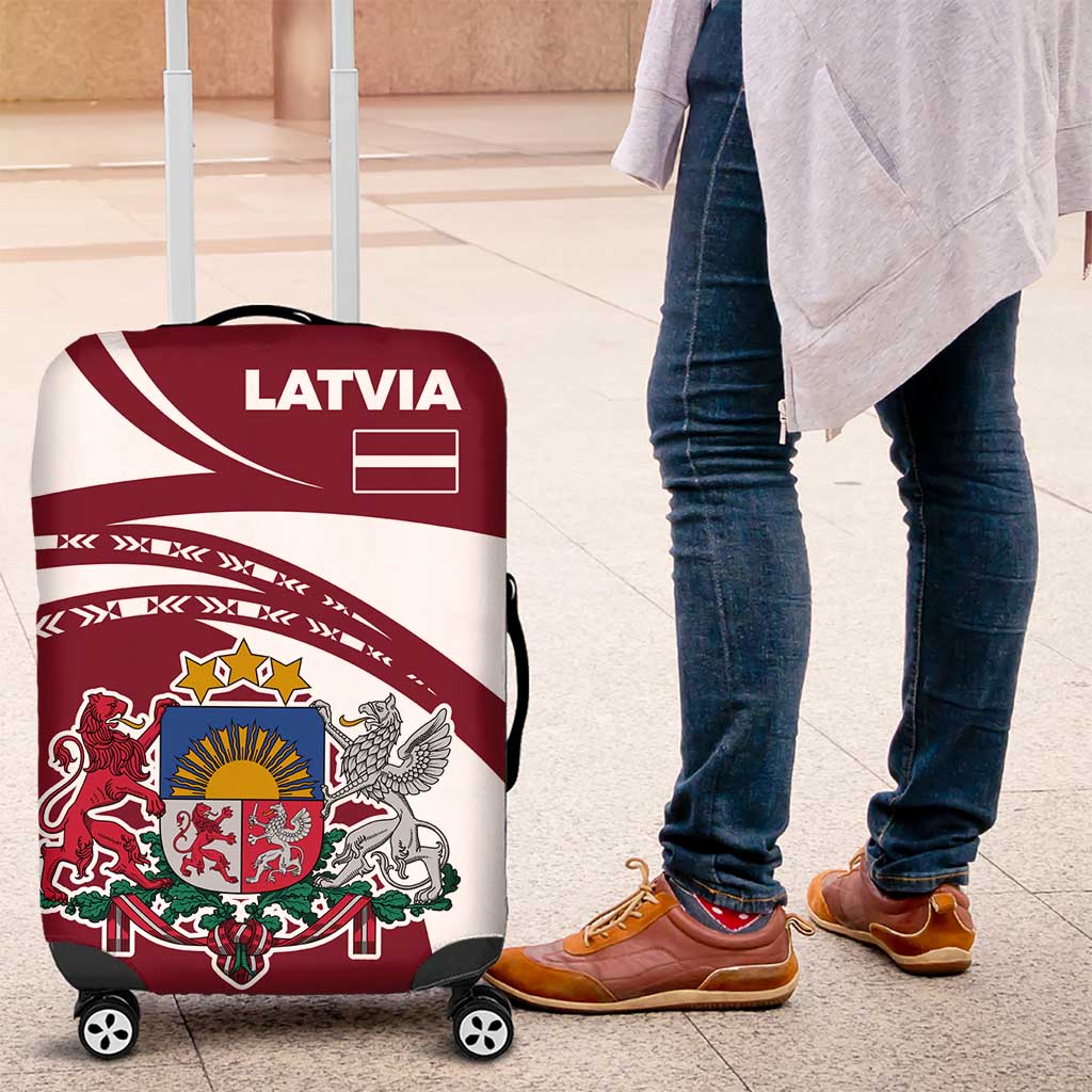 Latvia Luggage Cover with National Coat of Arms and Traditional Folk Patterns TS04