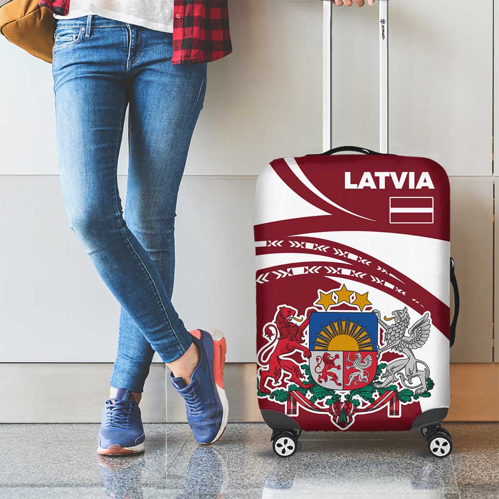 Latvia Luggage Cover with National Coat of Arms and Traditional Folk Patterns TS04