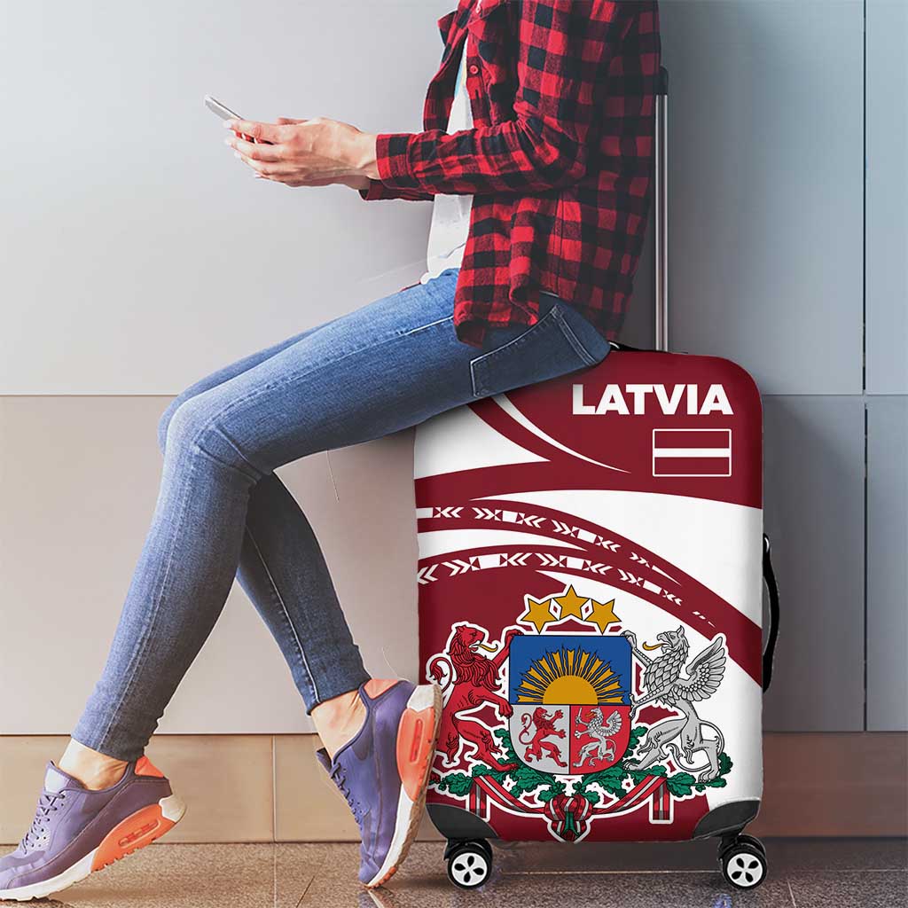 Latvia Luggage Cover with National Coat of Arms and Traditional Folk Patterns TS04