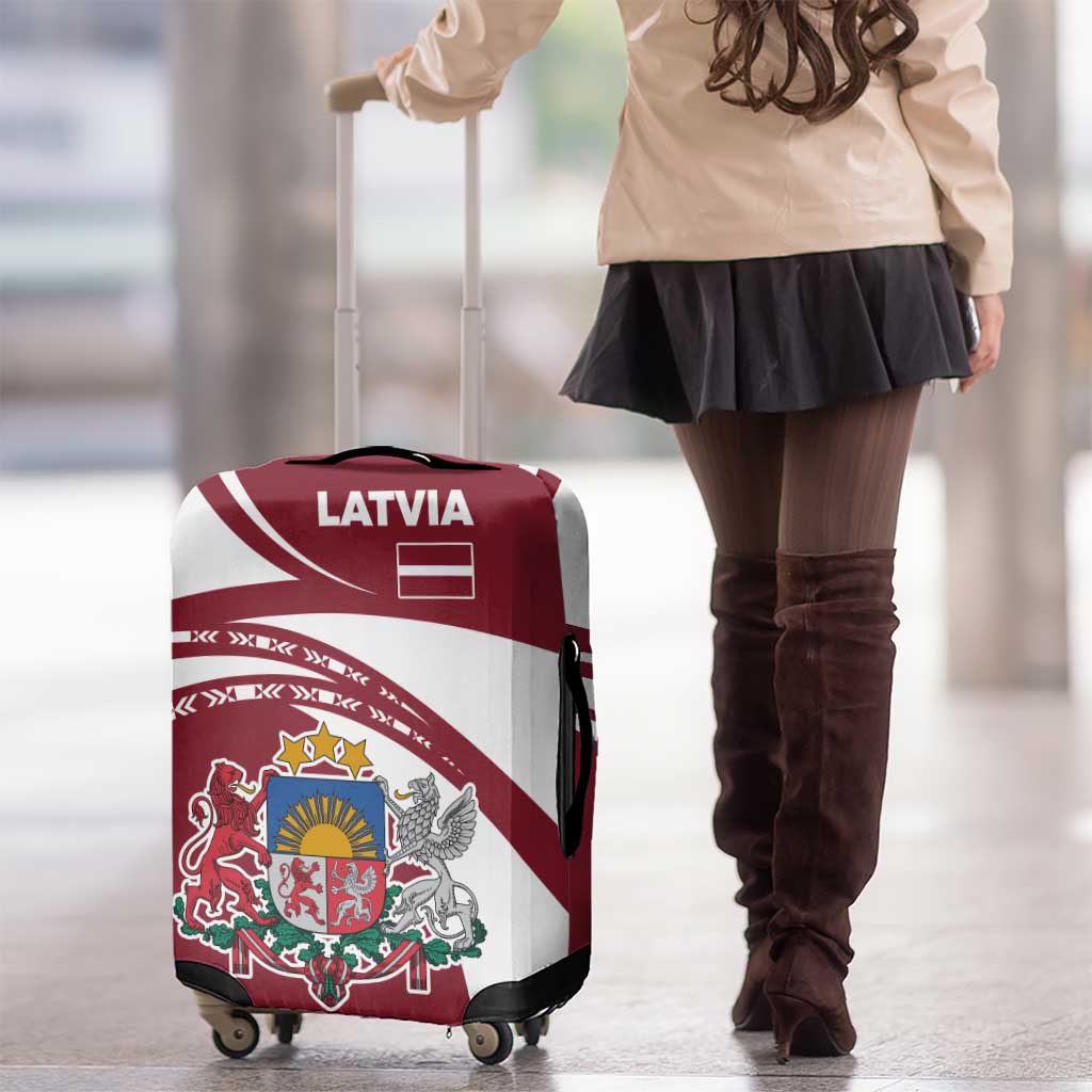 Latvia Luggage Cover with National Coat of Arms and Traditional Folk Patterns TS04