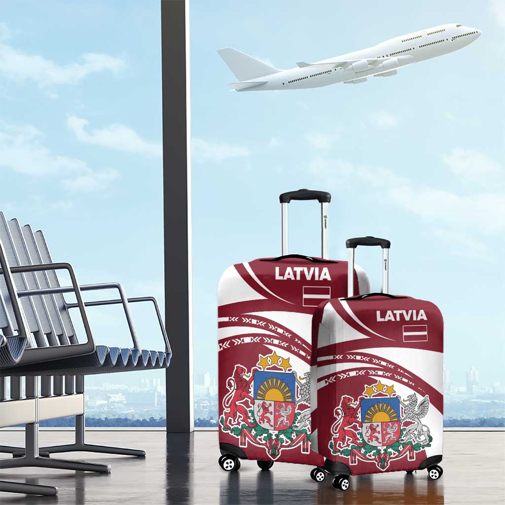 Latvia Luggage Cover with National Coat of Arms and Traditional Folk Patterns TS04