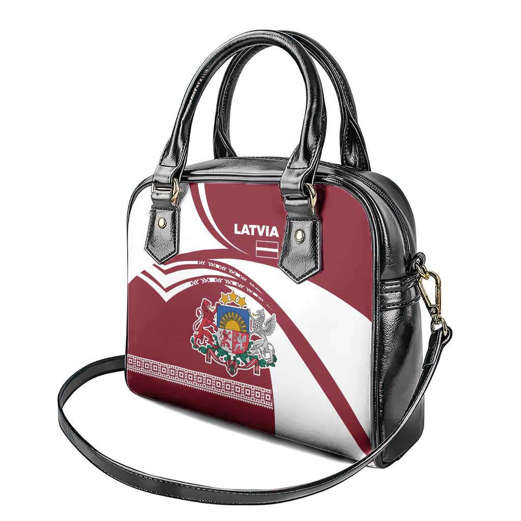Latvia Shoulder Handbag with National Coat of Arms and Traditional Folk Patterns TS04