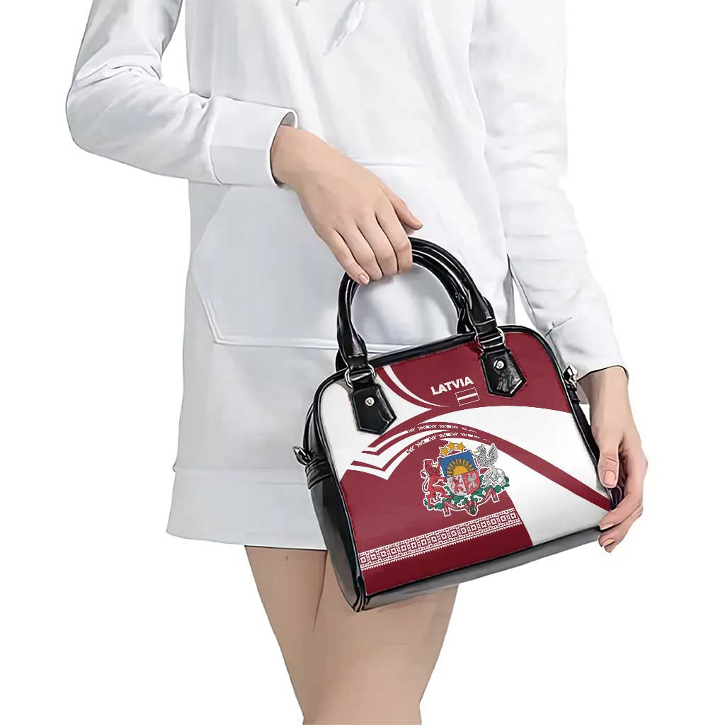 Latvia Shoulder Handbag with National Coat of Arms and Traditional Folk Patterns TS04