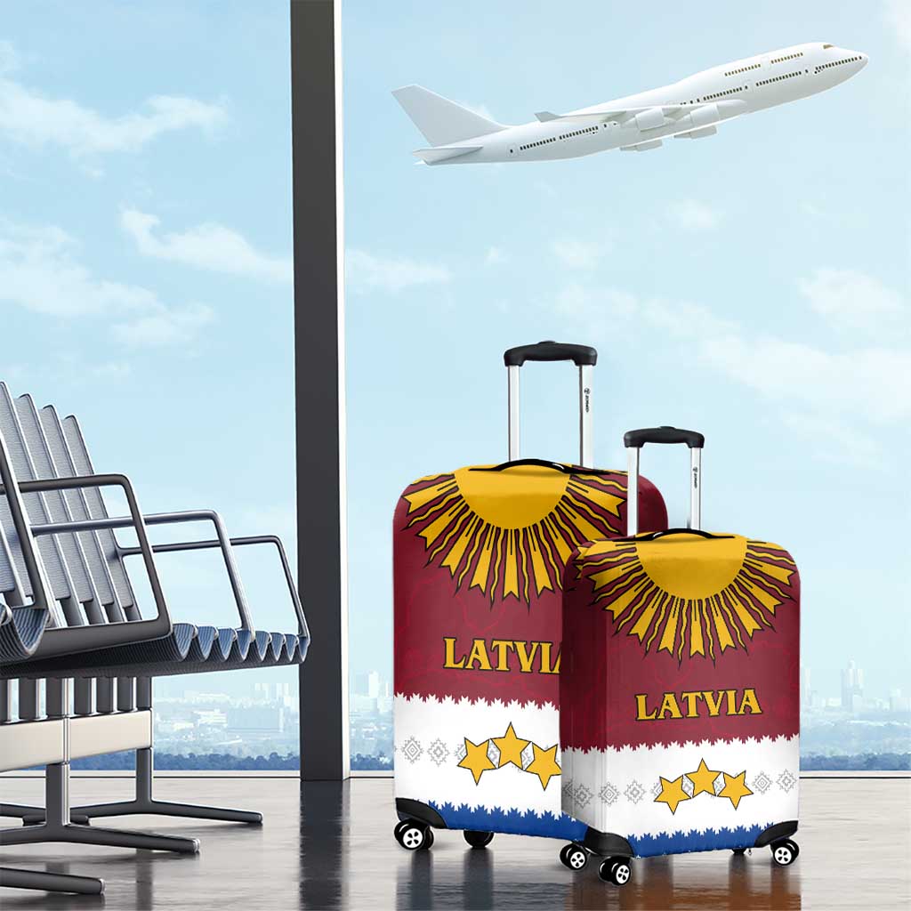Latvia Luggage Cover with Three Stars Design and Traditional Pattern Details TS04