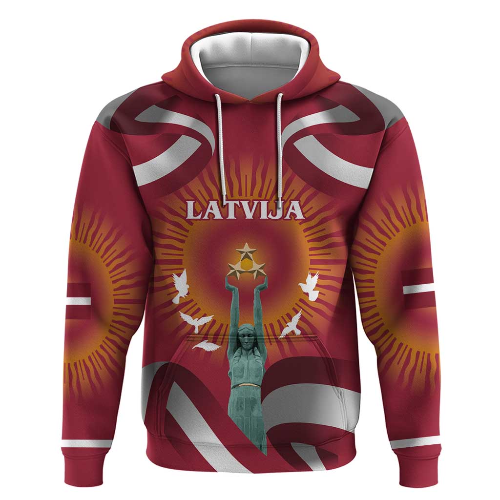 Latvia Hoodie with Freedom Monument and Doves Graphic 18 November 1918 Design TS04