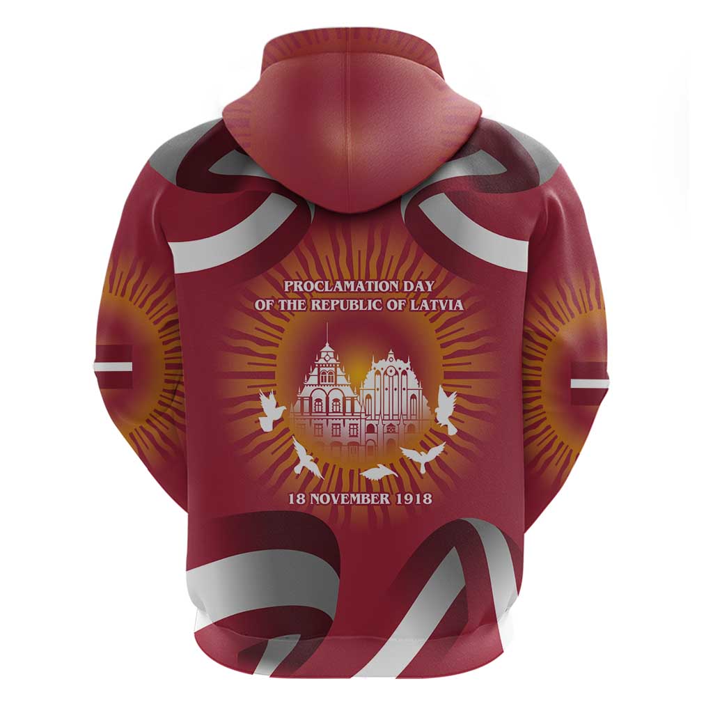 Latvia Hoodie with Freedom Monument and Doves Graphic 18 November 1918 Design TS04