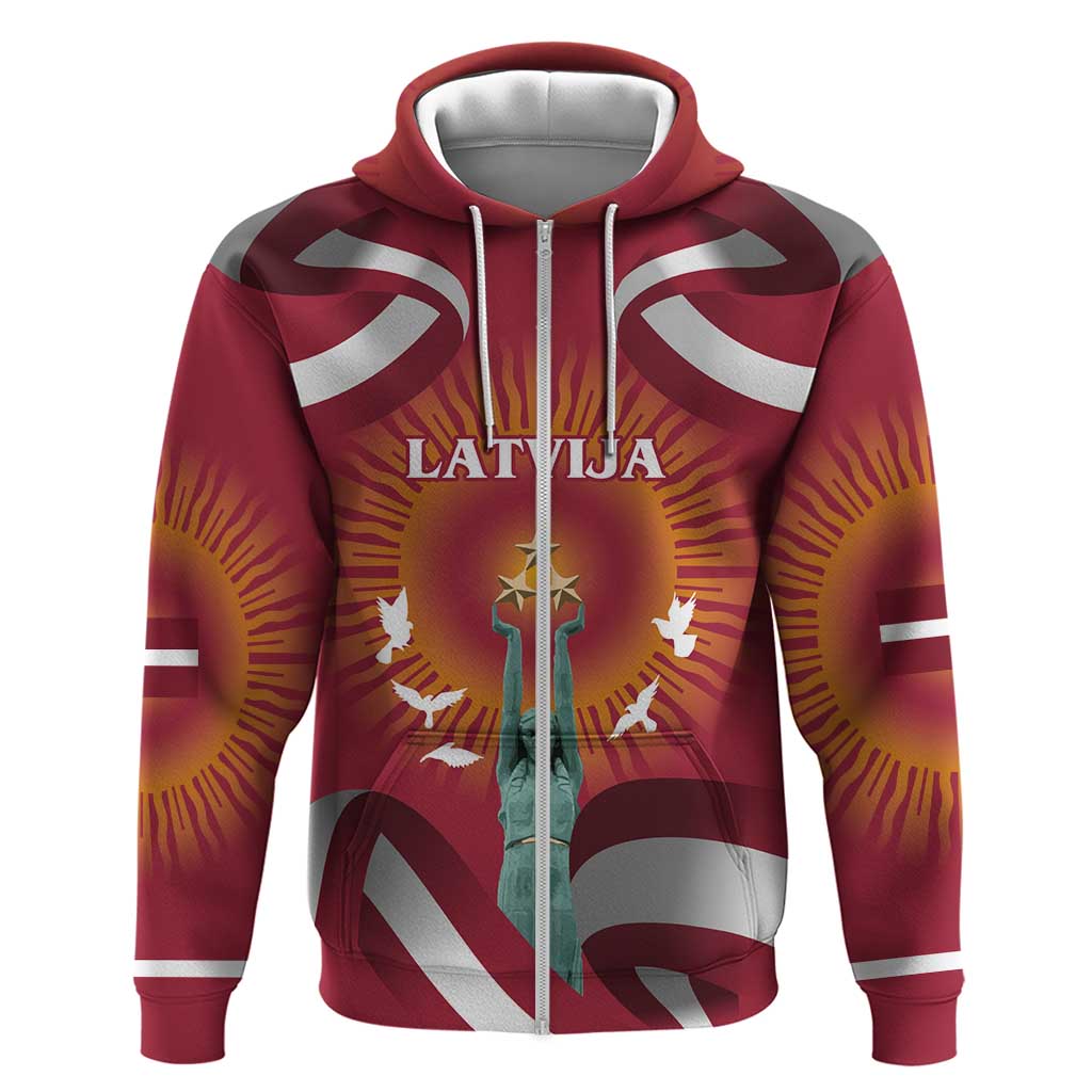 Latvia Hoodie with Freedom Monument and Doves Graphic 18 November 1918 Design TS04