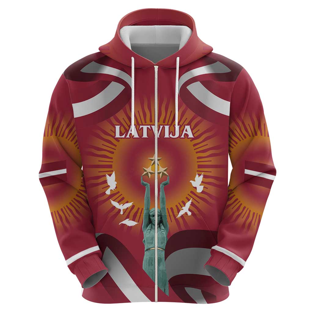 Latvia Hoodie with Freedom Monument and Doves Graphic 18 November 1918 Design TS04