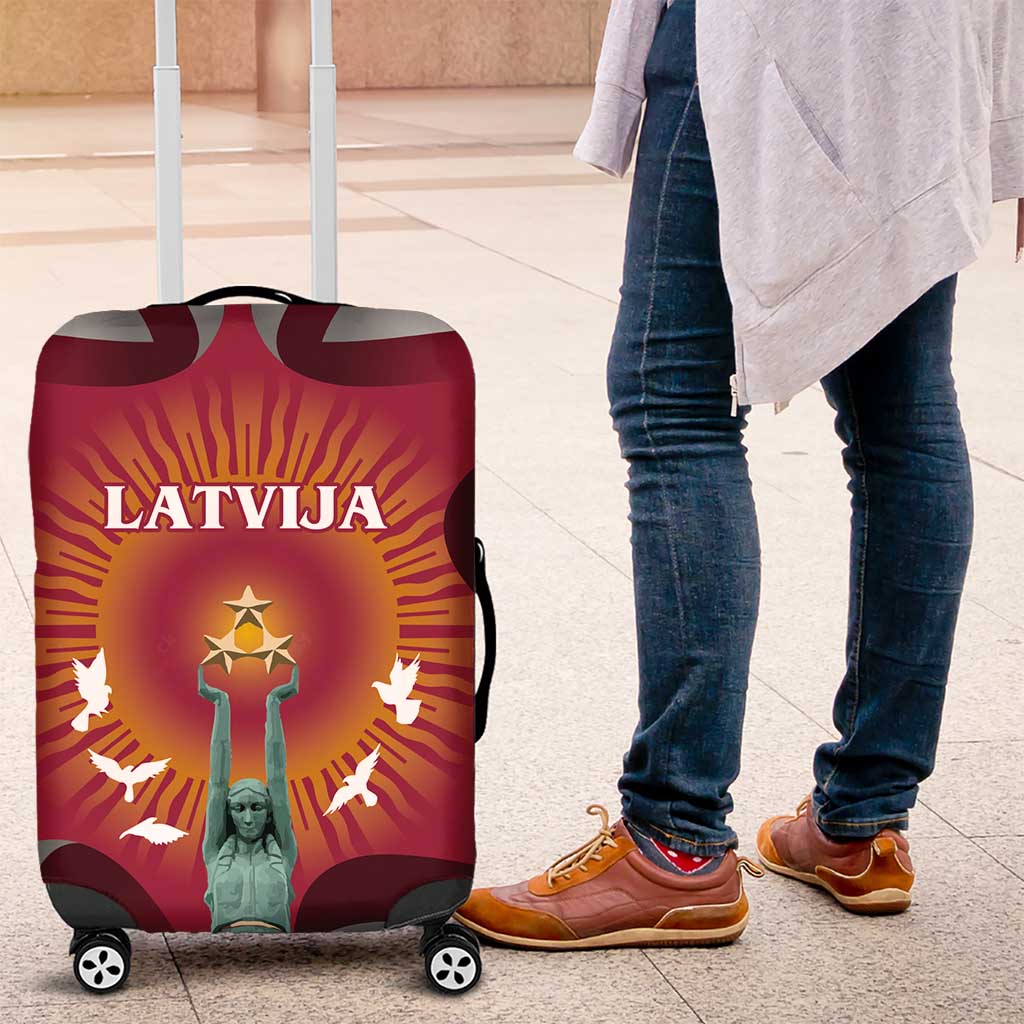 Latvia Luggage Cover with Freedom Monument and Doves Graphic  18 November 1918 Design TS04