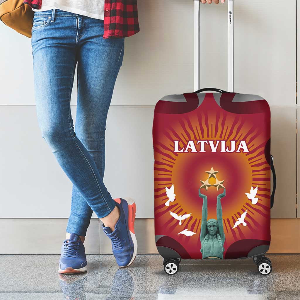 Latvia Luggage Cover with Freedom Monument and Doves Graphic  18 November 1918 Design TS04