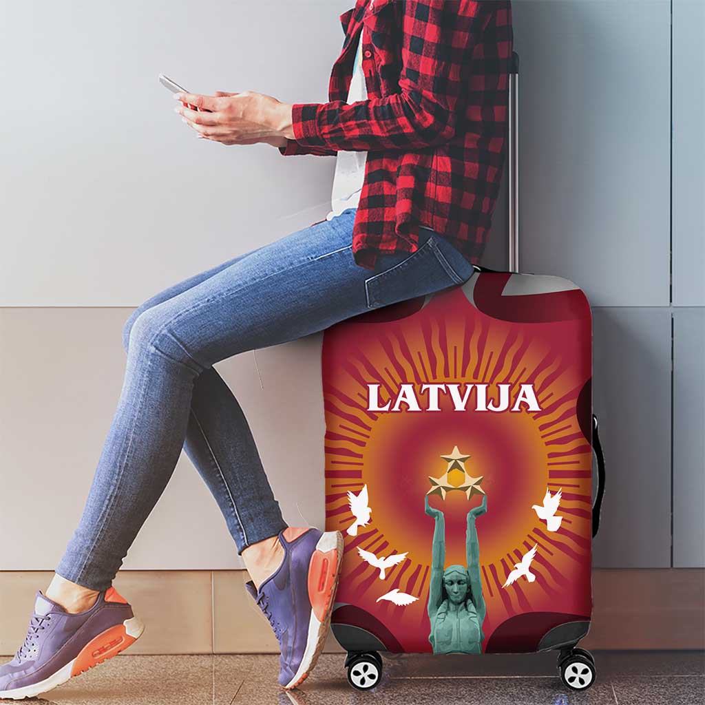 Latvia Luggage Cover with Freedom Monument and Doves Graphic  18 November 1918 Design TS04