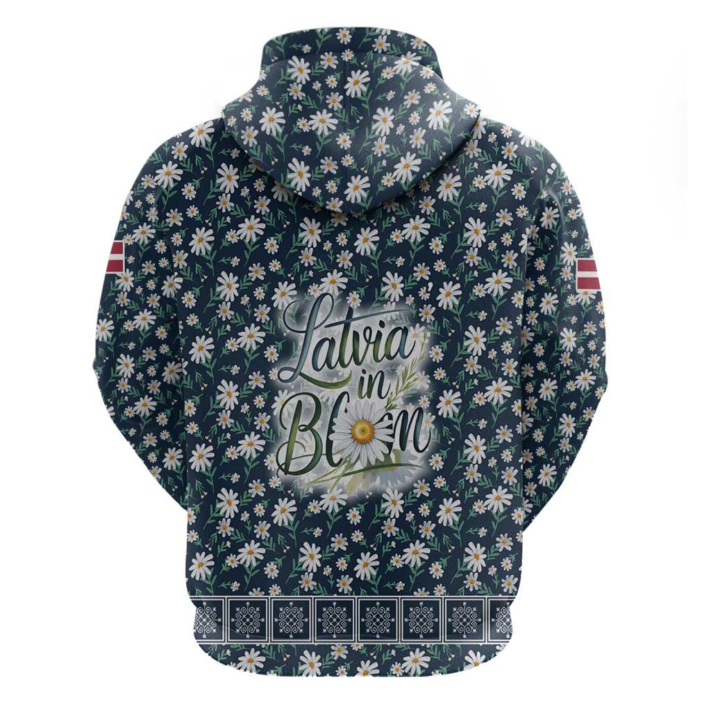 Latvia Hoodie with Margrietina Daisy and Ethnic Pattern Latvia in Bloom Floral Design TS04