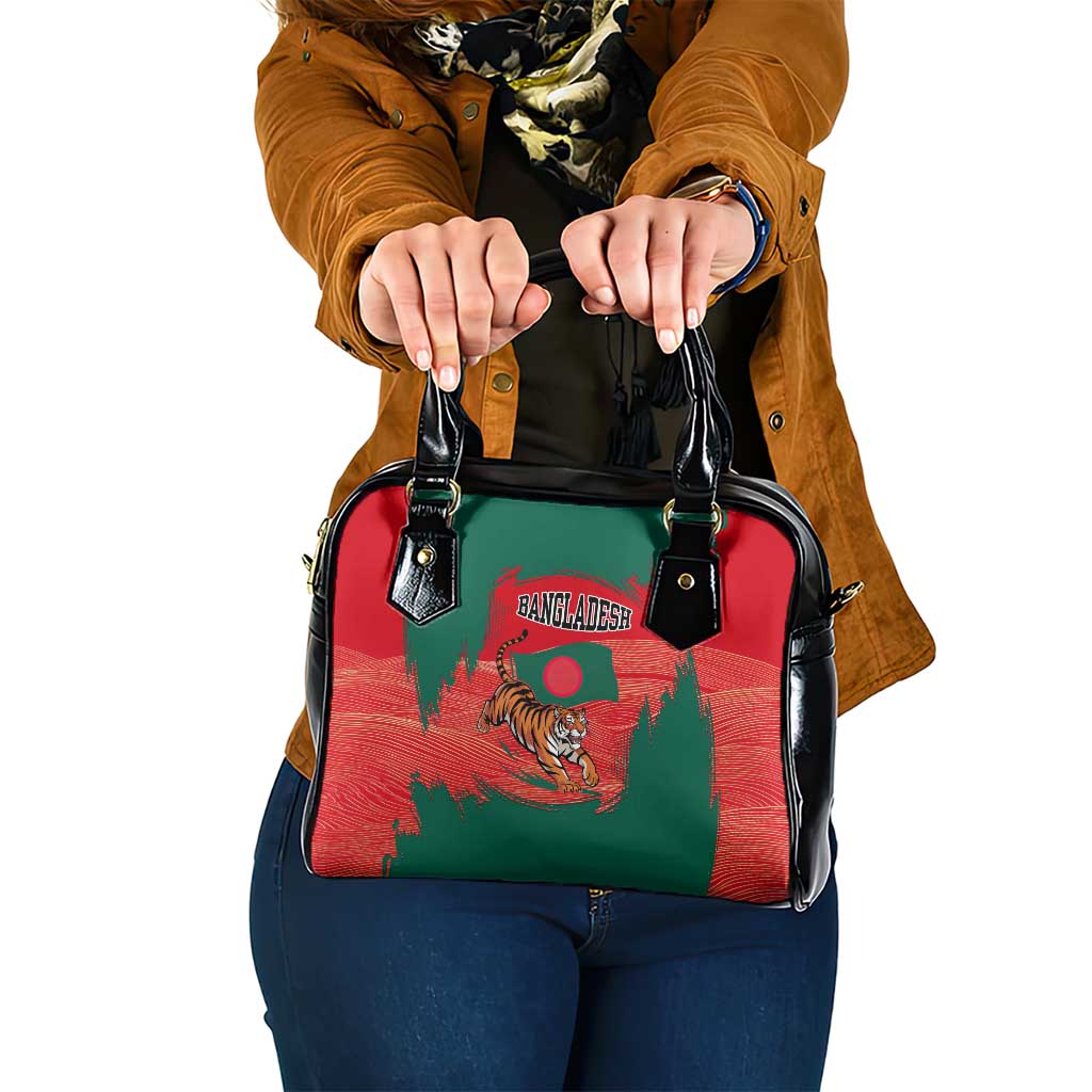 Bangladesh Flag Shoulder Handbag with Royal Bengal Tiger Design TS04