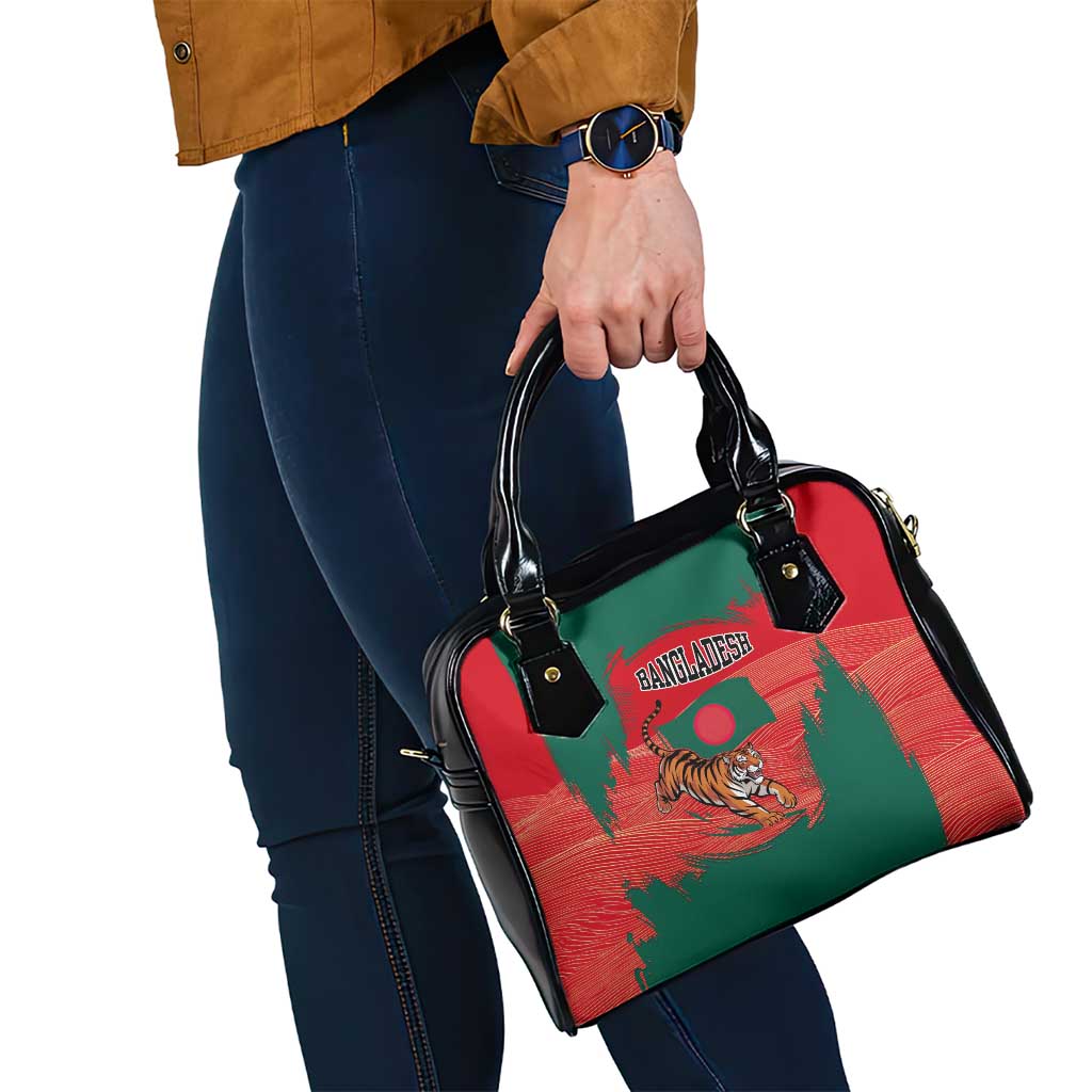 Bangladesh Flag Shoulder Handbag with Royal Bengal Tiger Design TS04