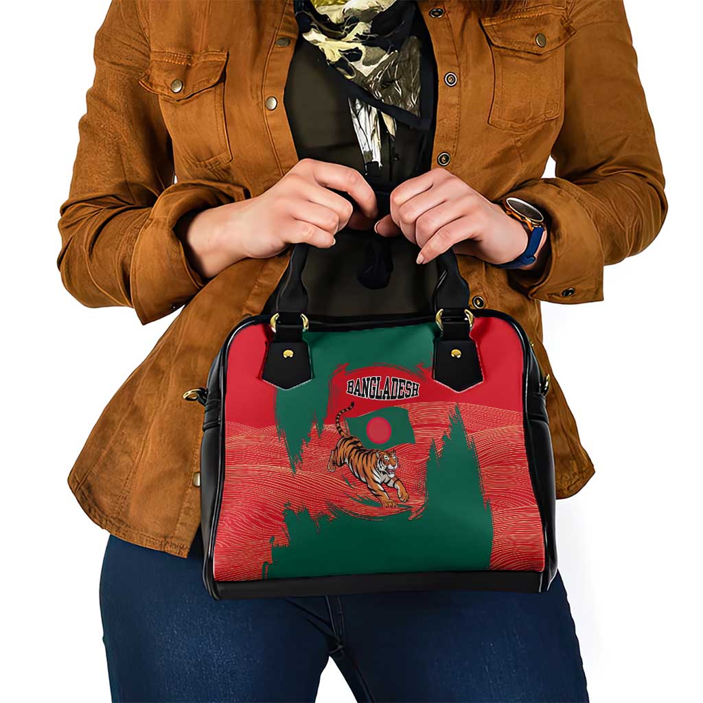 Bangladesh Flag Shoulder Handbag with Royal Bengal Tiger Design TS04