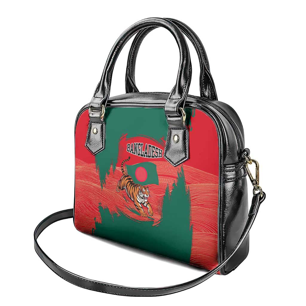 Bangladesh Flag Shoulder Handbag with Royal Bengal Tiger Design TS04