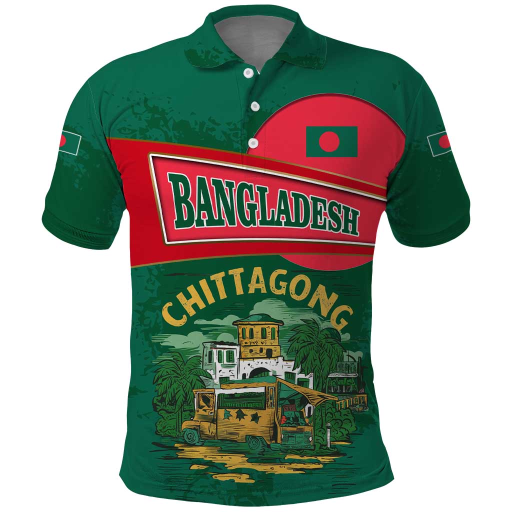 Bangladesh Chittagong Heritage Polo Shirt with National Emblem and Flag TS04