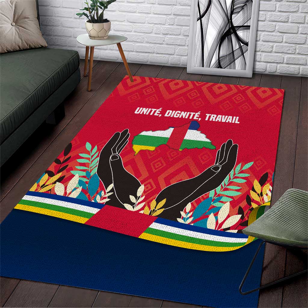 Central African Republic Area Rug Red Blue Green Tribal Design TS04
