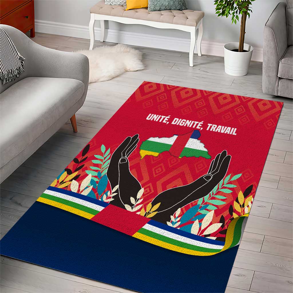 Central African Republic Area Rug Red Blue Green Tribal Design TS04
