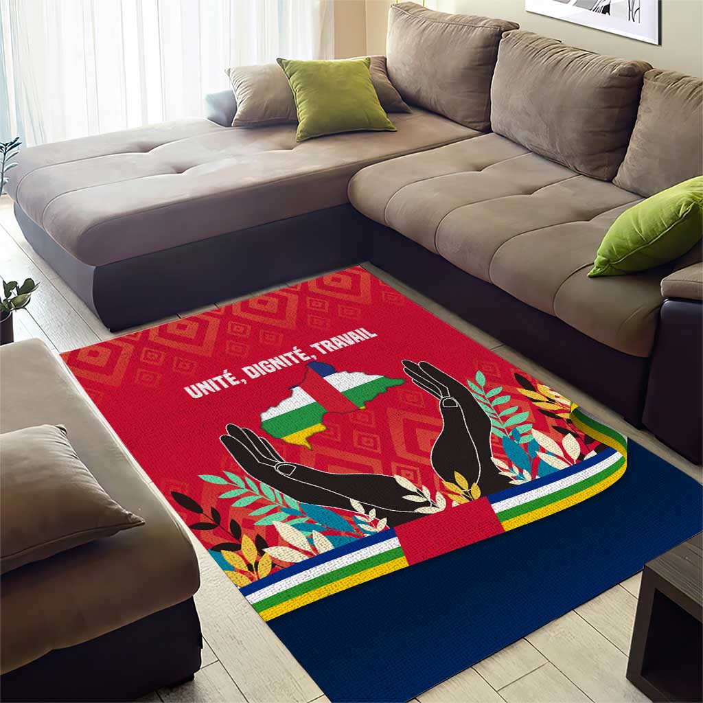 Central African Republic Area Rug Red Blue Green Tribal Design TS04