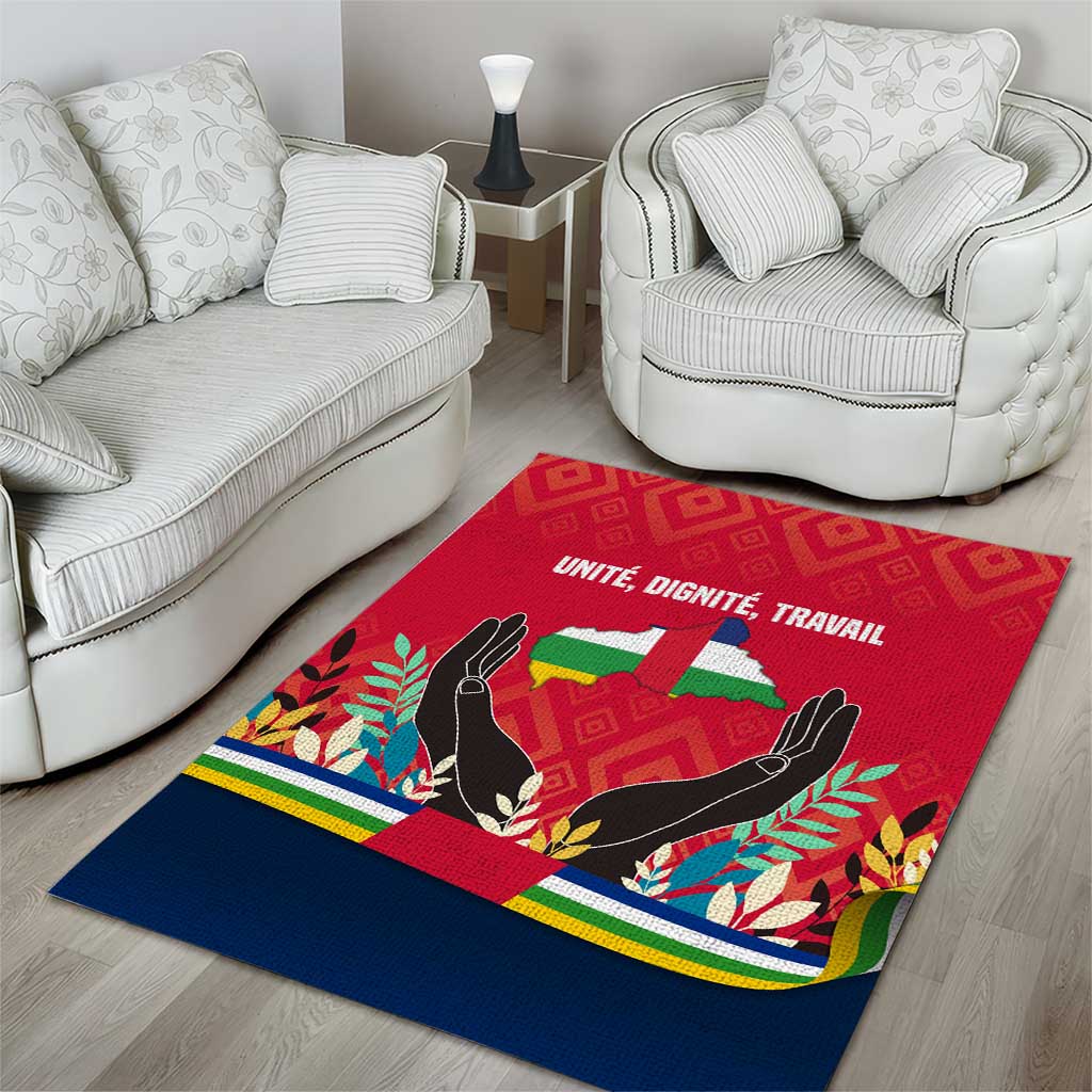 Central African Republic Area Rug Red Blue Green Tribal Design TS04