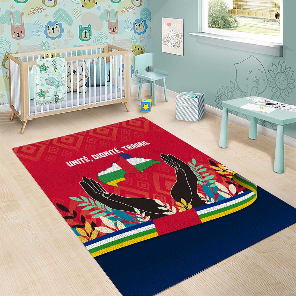 Central African Republic Area Rug Red Blue Green Tribal Design TS04