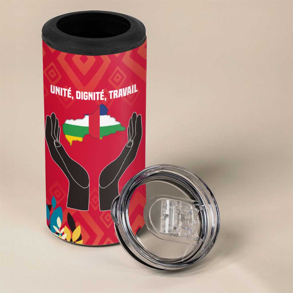 Central African Republic 4 in 1 Can Cooler Tumbler Red Blue Green Tribal Design TS04