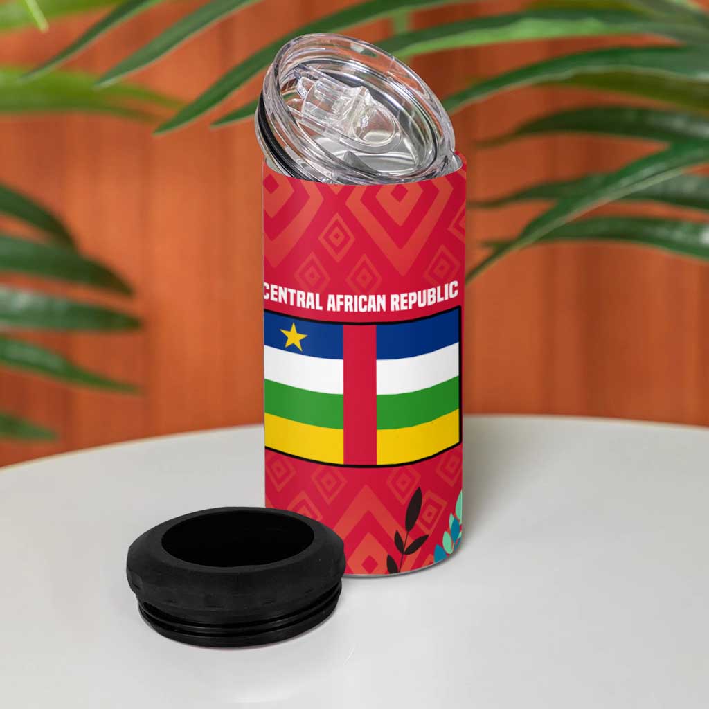 Central African Republic 4 in 1 Can Cooler Tumbler Red Blue Green Tribal Design TS04