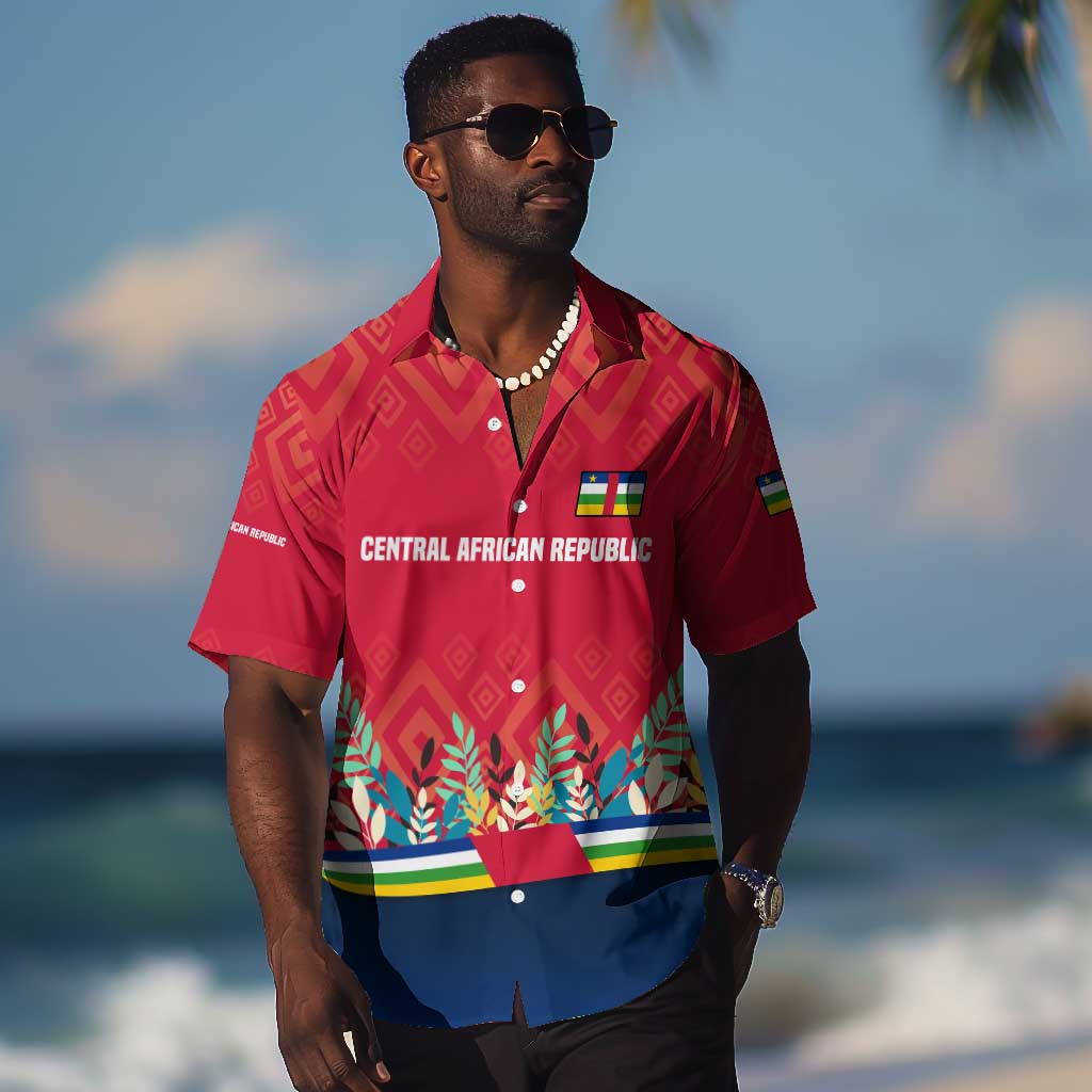Central African Republic Hawaiian Shirt Red Blue Green Tribal Design TS04