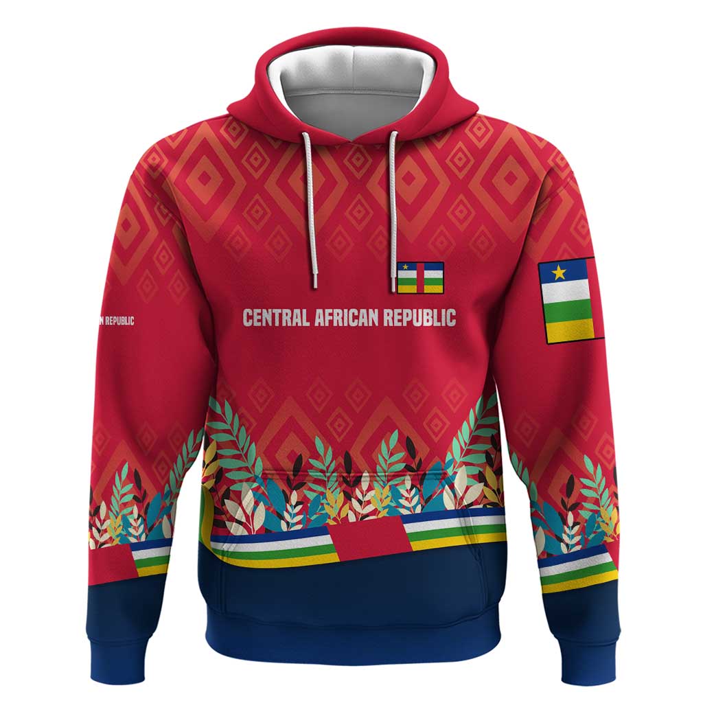 Central African Republic Hoodie with Red Blue Green Tribal Design and National Flag TS04