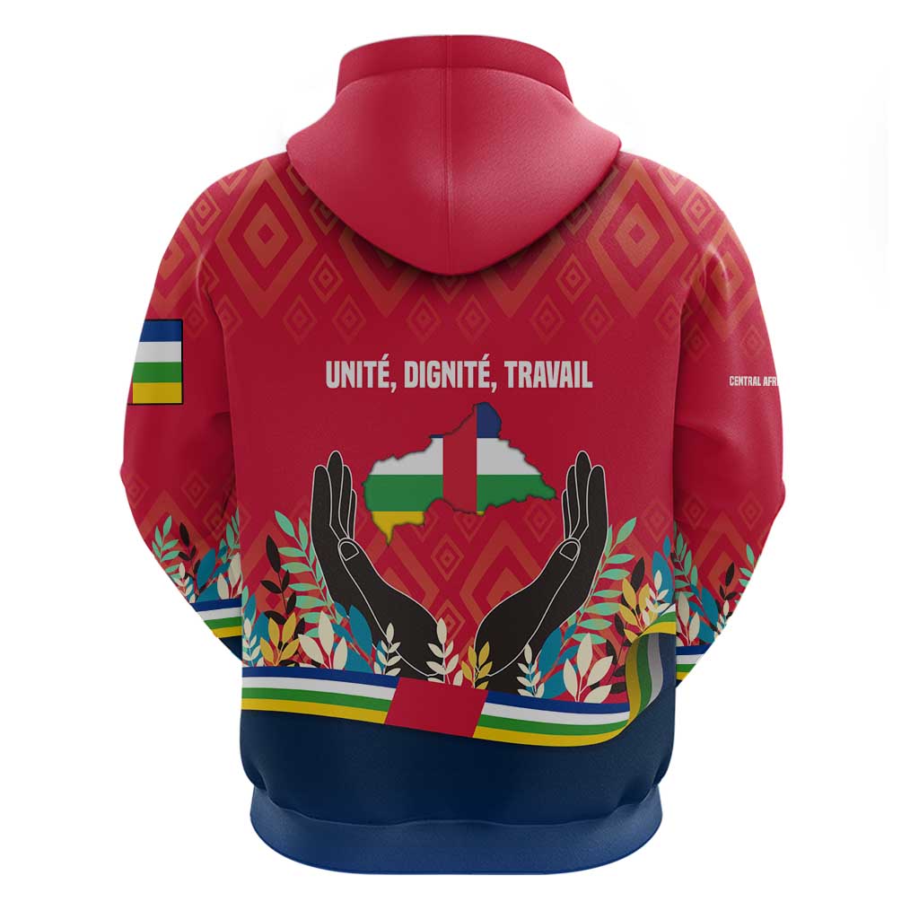 Central African Republic Hoodie with Red Blue Green Tribal Design and National Flag TS04