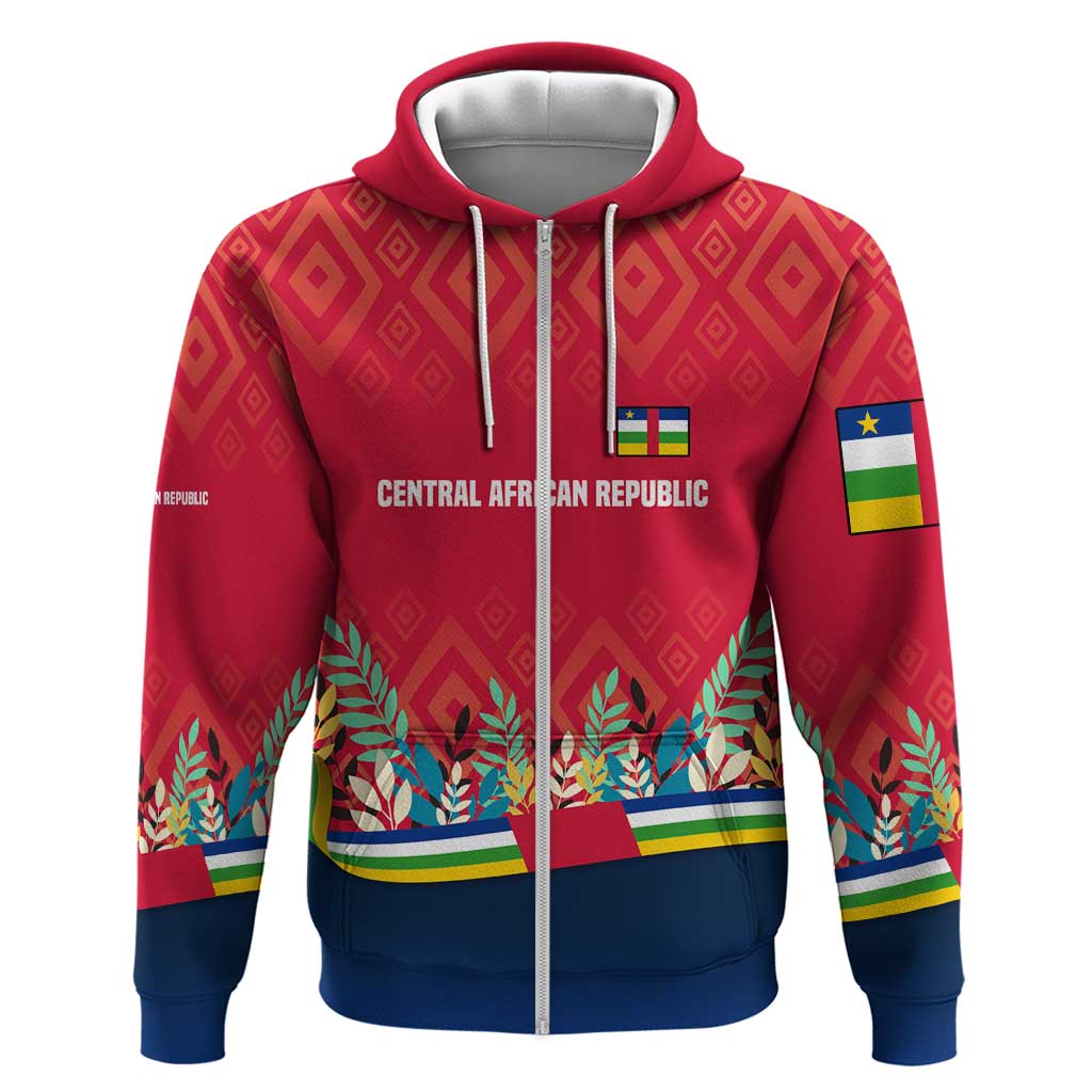 Central African Republic Hoodie with Red Blue Green Tribal Design and National Flag TS04