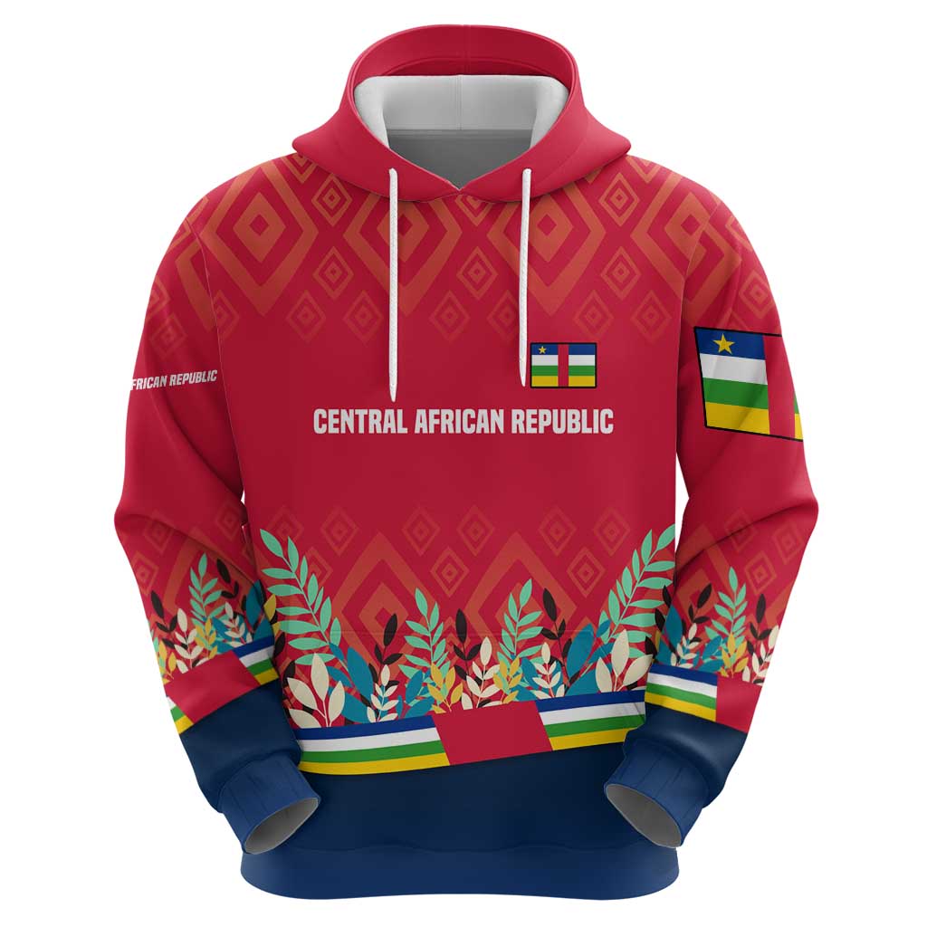 Central African Republic Hoodie with Red Blue Green Tribal Design and National Flag TS04