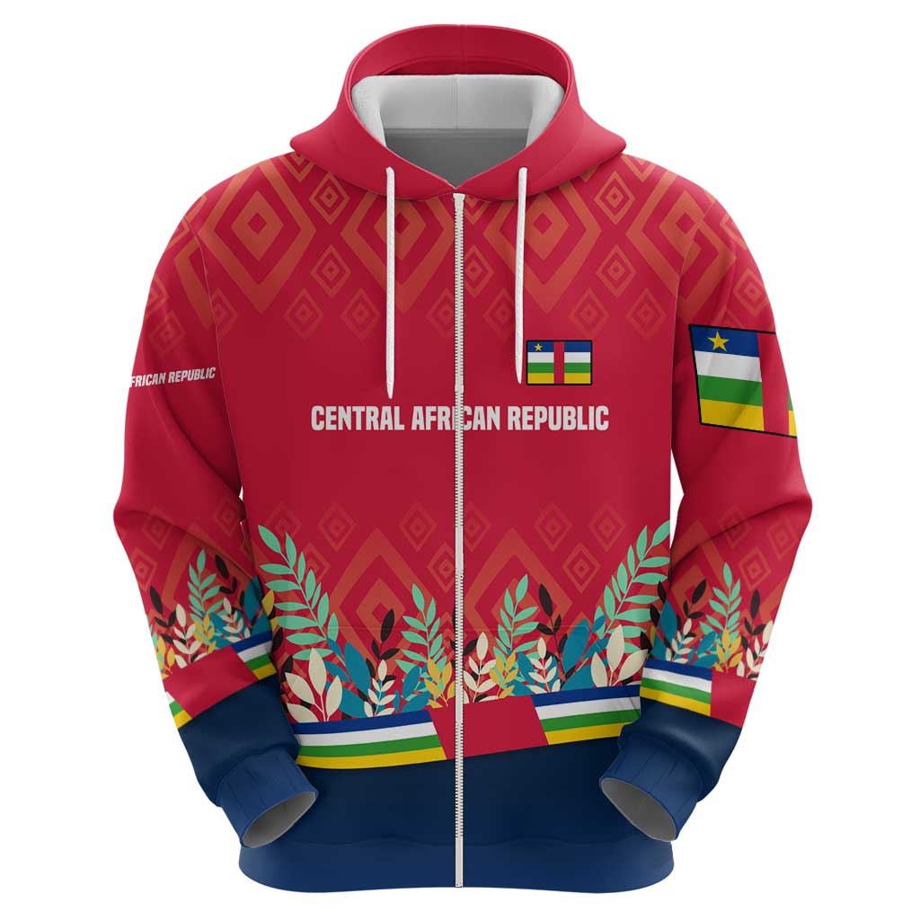 Central African Republic Hoodie with Red Blue Green Tribal Design and National Flag TS04