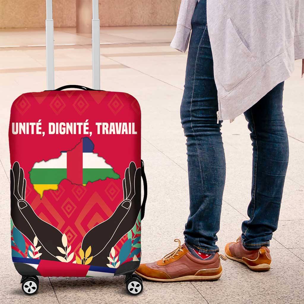 Central African Republic Luggage Cover with Red Blue Green Tribal Design and National Flag TS04