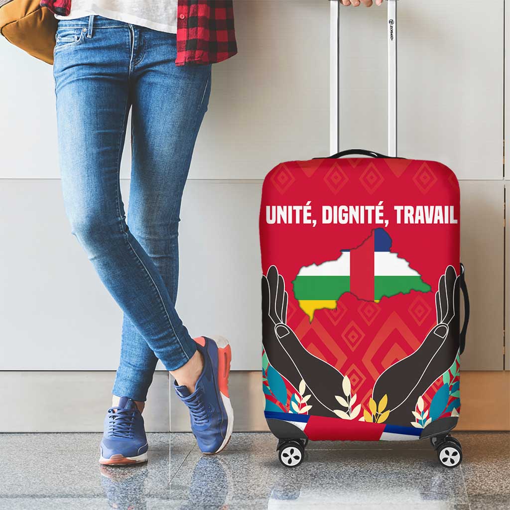 Central African Republic Luggage Cover with Red Blue Green Tribal Design and National Flag TS04