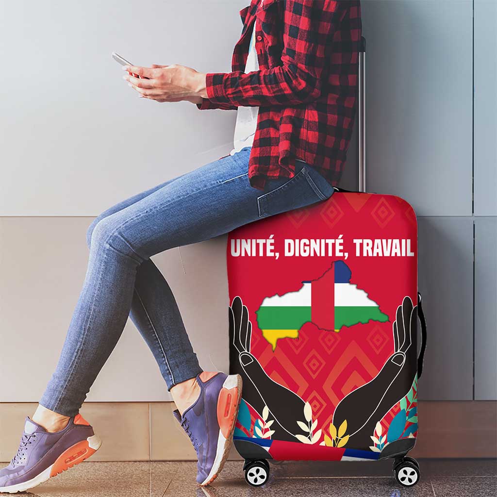 Central African Republic Luggage Cover with Red Blue Green Tribal Design and National Flag TS04