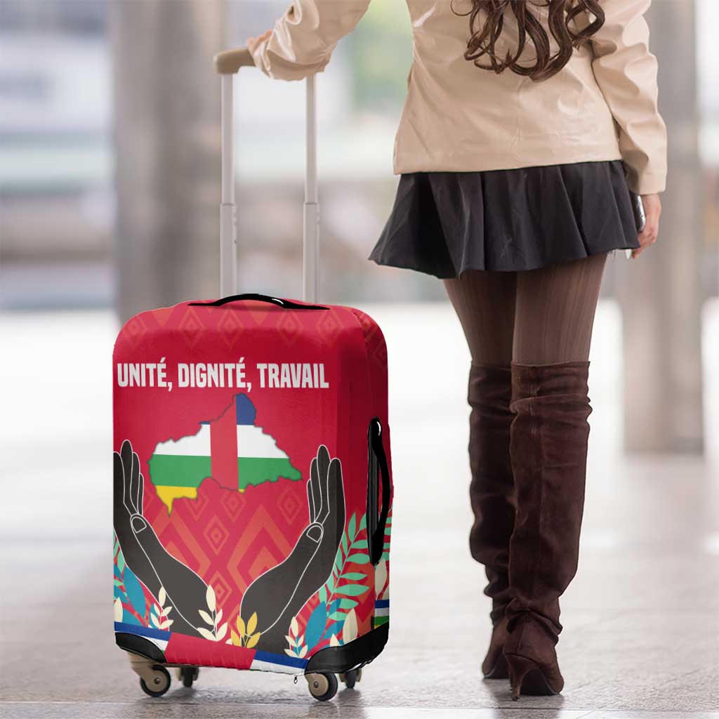 Central African Republic Luggage Cover with Red Blue Green Tribal Design and National Flag TS04