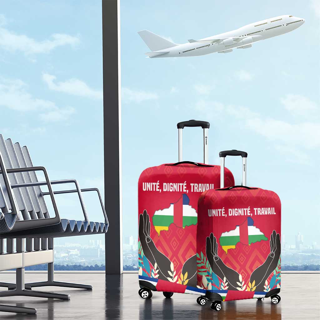 Central African Republic Luggage Cover with Red Blue Green Tribal Design and National Flag TS04