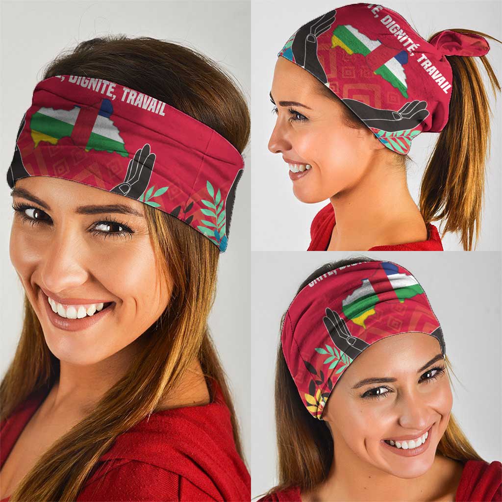 Central African Republic Neck Gaiter with Red Blue Green Tribal Design and National Flag TS04