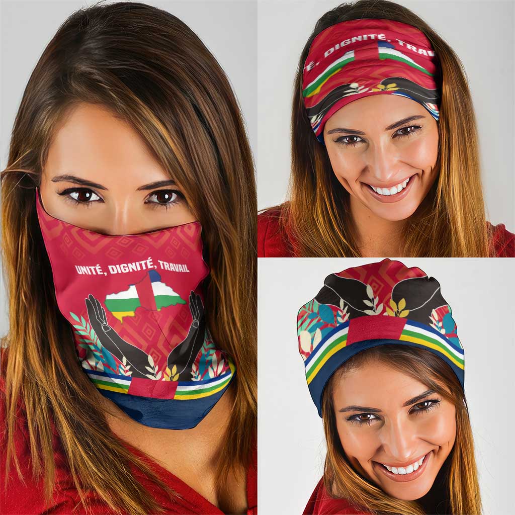 Central African Republic Neck Gaiter with Red Blue Green Tribal Design and National Flag TS04