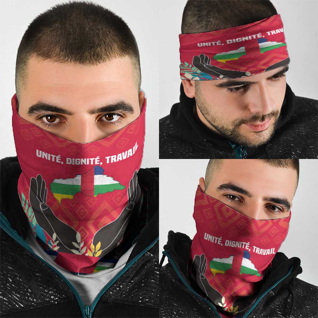 Central African Republic Neck Gaiter with Red Blue Green Tribal Design and National Flag TS04