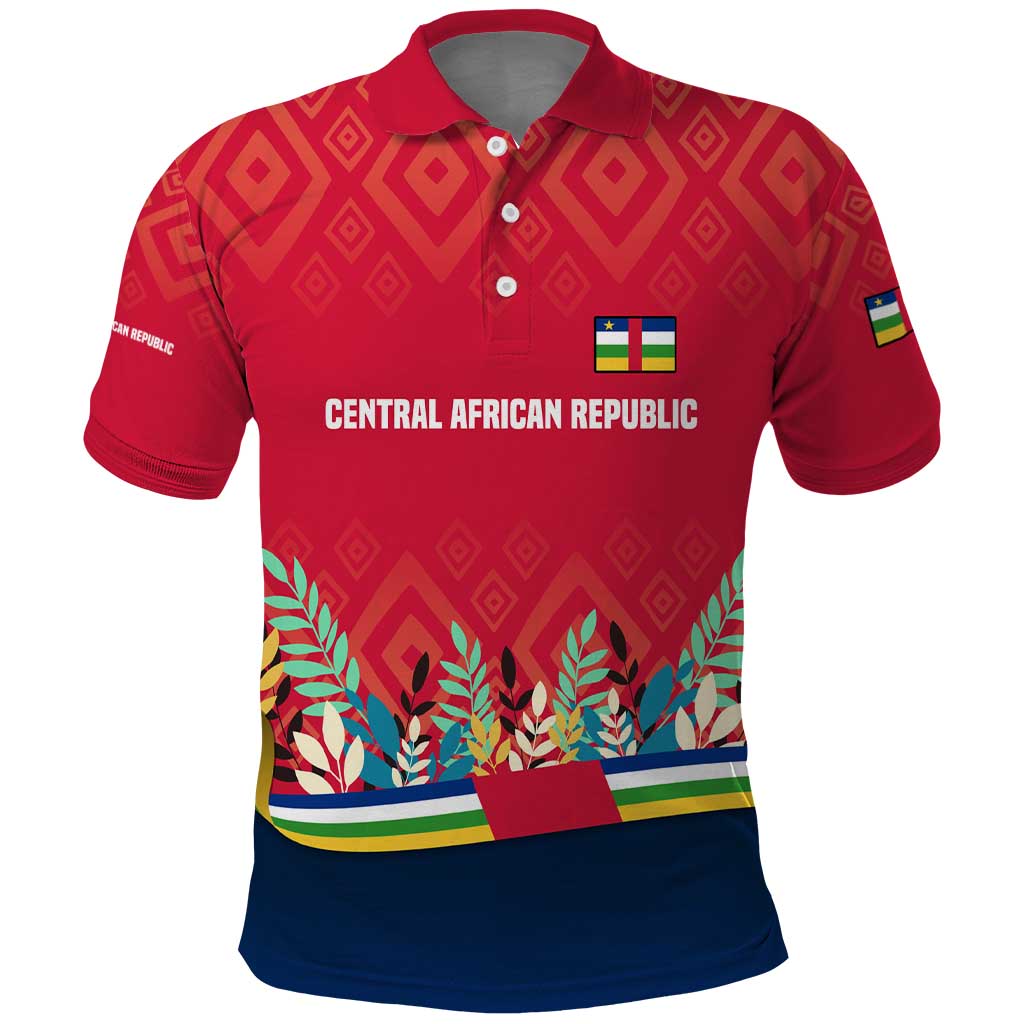 Central African Republic Polo Shirt with Red Blue Green Tribal Design and National Flag TS04