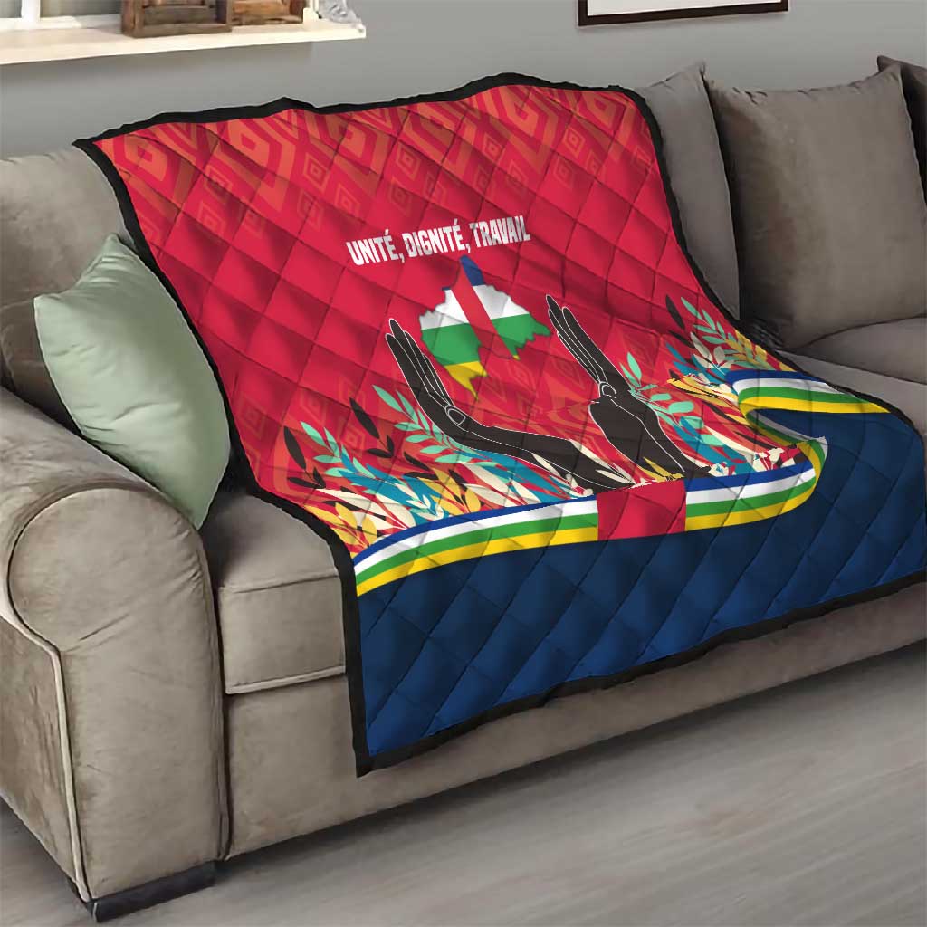 Central African Republic Quilt Red Blue Green Tribal Design TS04