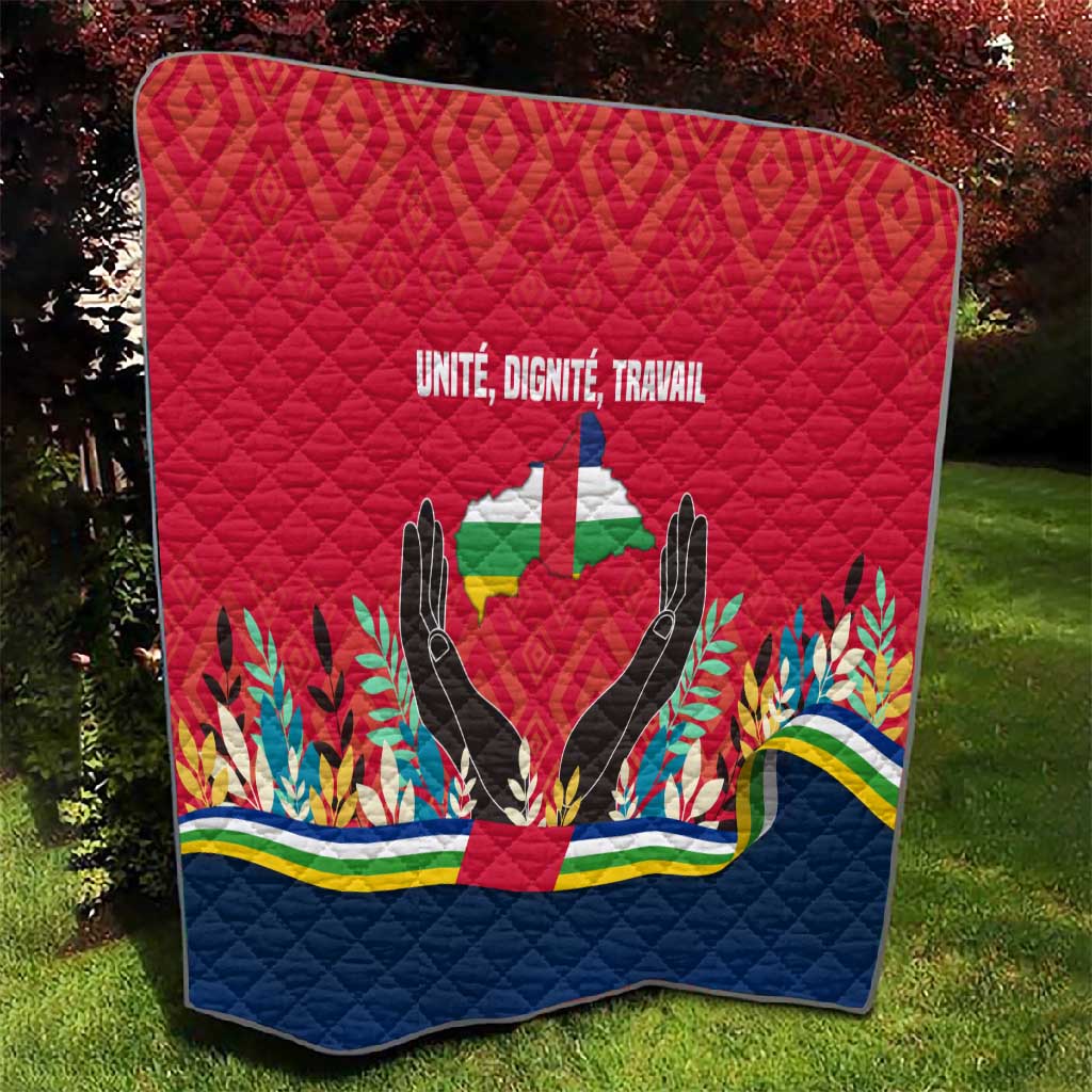 Central African Republic Quilt Red Blue Green Tribal Design TS04