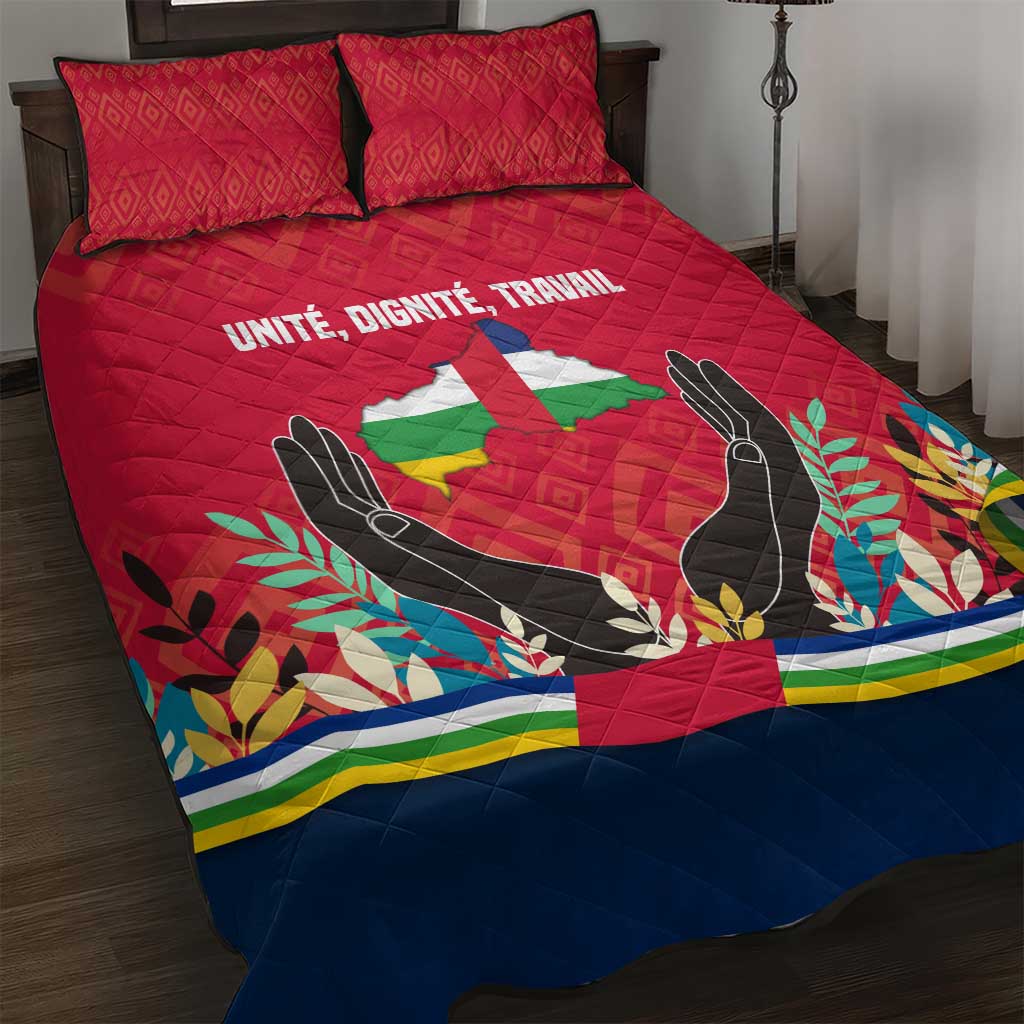 Central African Republic Quilt Bed Set Red Blue Green Tribal Design TS04