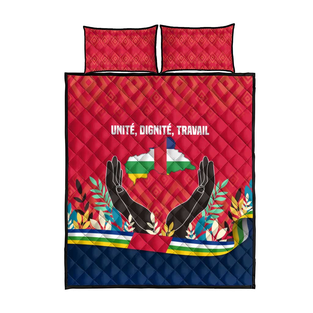 Central African Republic Quilt Bed Set Red Blue Green Tribal Design TS04