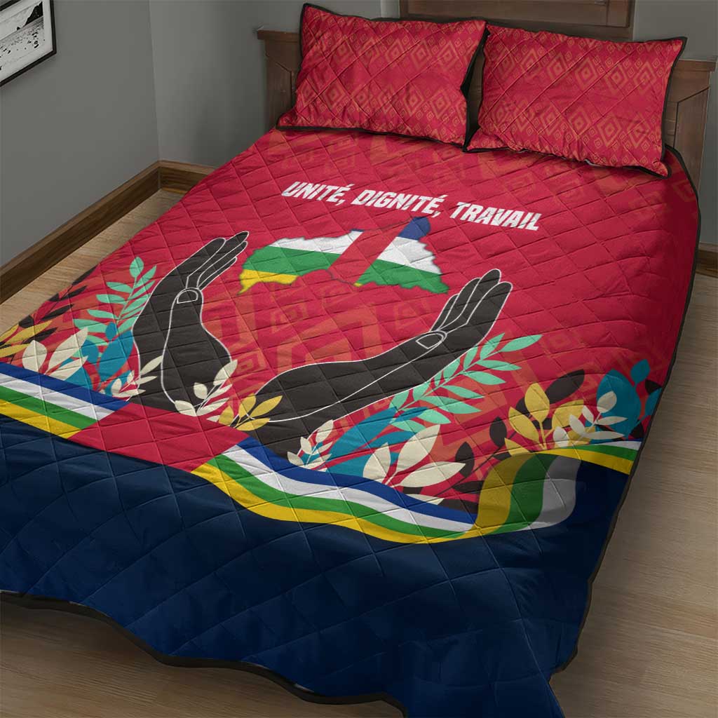 Central African Republic Quilt Bed Set Red Blue Green Tribal Design TS04